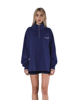 Half Zip Over Size Sweat - Navy