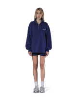 Half Zip Over Size Sweat - Navy