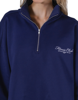 Half Zip Over Size Sweat - Navy