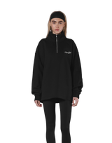 Half Zip Over Size Sweat - Black