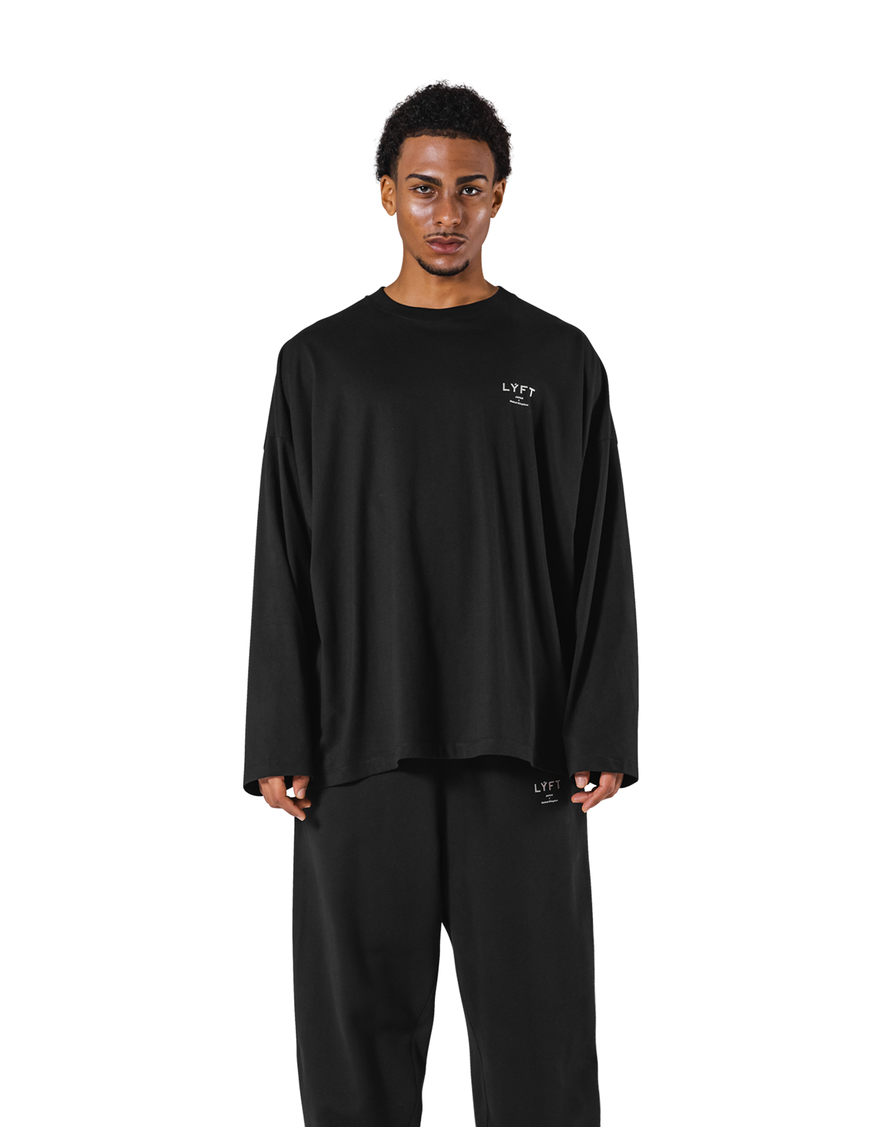 LYFT ブラック 長袖トレーナー LÝFT Extra Big Long T-Shirt - Black