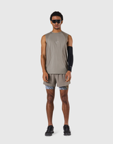 Round Pattern Waffle Nylon Stretch No Sleeve - Beige