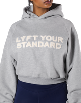 Pile Wappen Cropped Hoodie - Grey