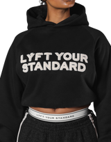 Pile Wappen Cropped Hoodie - Black