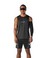 Multi Pattern Back Mesh Loose Tanktop - Black