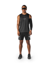 Multi Pattern Back Mesh Loose Tanktop - Black