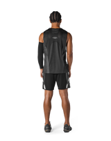 Multi Pattern Back Mesh Loose Tanktop - Black