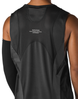 Multi Pattern Back Mesh Loose Tanktop - Black