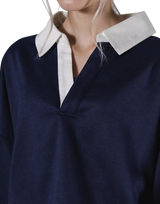 Cropped Rugby Shirt - Navy