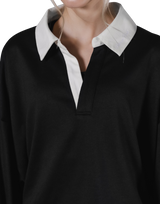 Cropped Rugby Shirt - Black