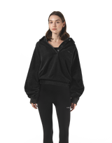 Raglan Sleeve Polo Sweatshirt - Black