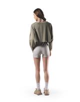 Loose Crop Long Sleeve Shirt - Olive