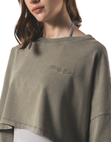 Loose Crop Long Sleeve Shirt - Olive