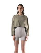 Loose Crop Long Sleeve Shirt - Olive