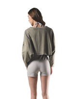 Loose Crop Long Sleeve Shirt - Olive