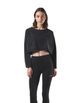 Loose Crop Long Sleeve Shirt - Black