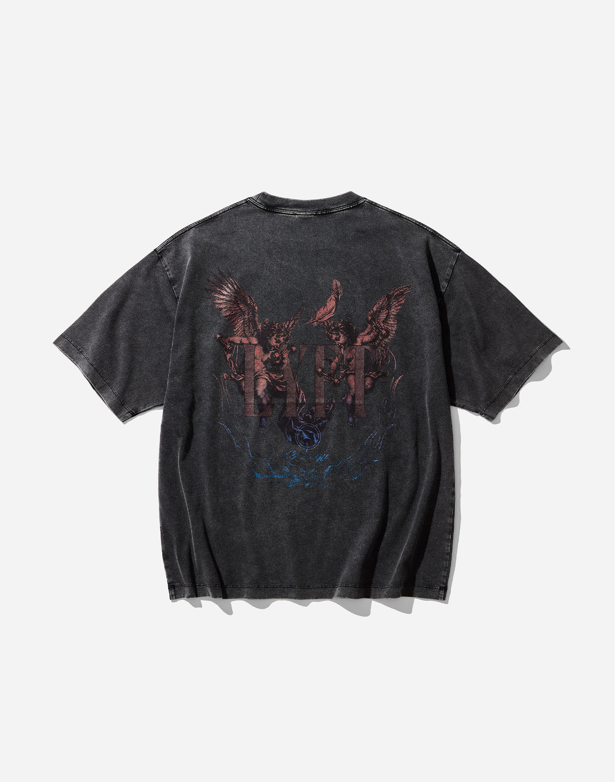 Angel Graphic Vintage Big T-Shirt - Black