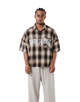 Oversize Cut-Off Check Shirt - Brown