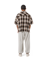 Oversize Cut-Off Check Shirt - Brown