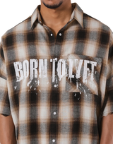 Oversize Cut-Off Check Shirt - Brown