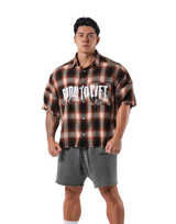 Oversize Cut-Off Check Shirt - Red