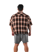 Oversize Cut-Off Check Shirt - Red