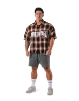 Oversize Cut-Off Check Shirt - Red