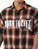 Oversize Cut-Off Check Shirt - Red