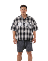 Oversize Cut-Off Check Shirt - Black