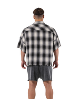 Oversize Cut-Off Check Shirt - Black