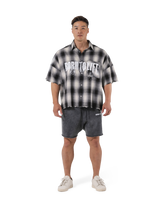 Oversize Cut-Off Check Shirt - Black