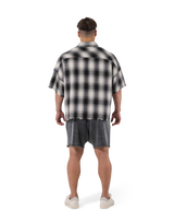 Oversize Cut-Off Check Shirt - Black