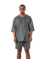 One Point Cut-Off Vintage Extra Big T-Shirt - D.Grey