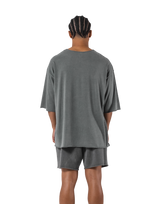 One Point Cut-Off Vintage Extra Big T-Shirt - D.Grey