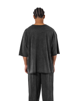 One Point Cut-Off Vintage Extra Big T-Shirt - Black