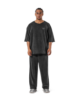 One Point Cut-Off Vintage Extra Big T-Shirt - Black