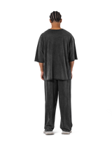 One Point Cut-Off Vintage Extra Big T-Shirt - Black