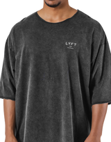 One Point Cut-Off Vintage Extra Big T-Shirt - Black