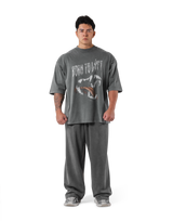 Fang Graphic Vintage Extra Big T-Shirt - D.Grey