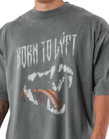 Fang Graphic Vintage Extra Big T-Shirt - D.Grey