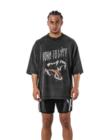 Fang Graphic Vintage Extra Big T-Shirt - Black