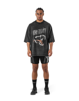 Fang Graphic Vintage Extra Big T-Shirt - Black