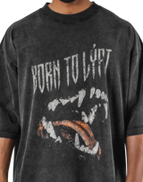 Fang Graphic Vintage Extra Big T-Shirt - Black