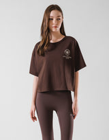 Fitness Club Ring Cropped T-Shirt - Brown