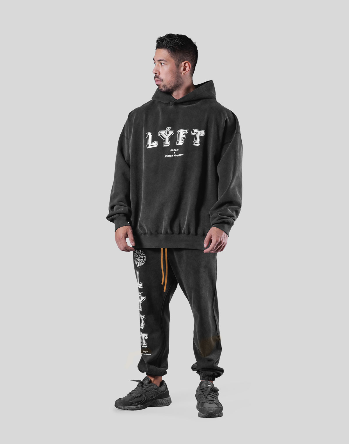 College Logo Vintage Sweat Hoodie - Black