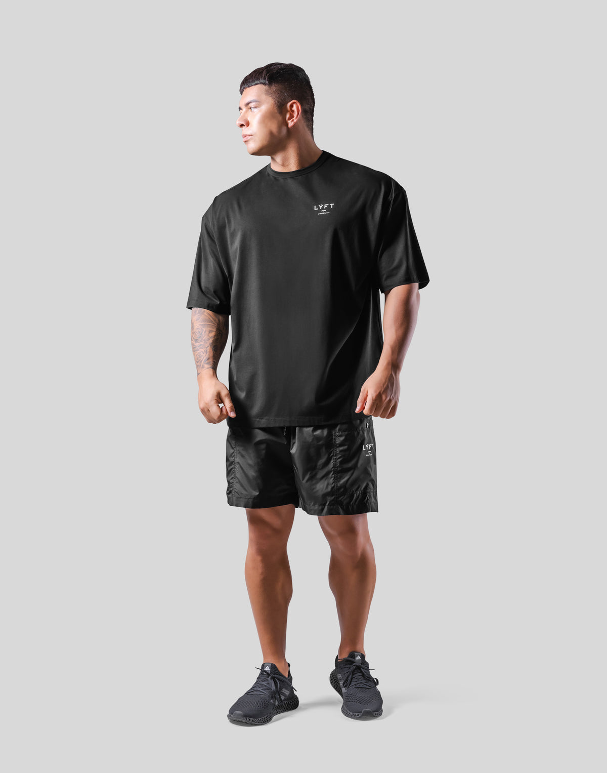 One Point Logo Stretch Big T-Shirt - Black