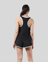 Piping No Sleeve Shirt - Black