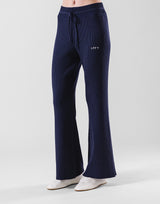 Rib Knit Flare Pants - Navy