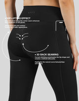 Peach Hip Line Leggings - Black