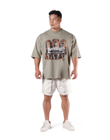 Lion Graphic Vintage Extra Big T-Shirt -Olive